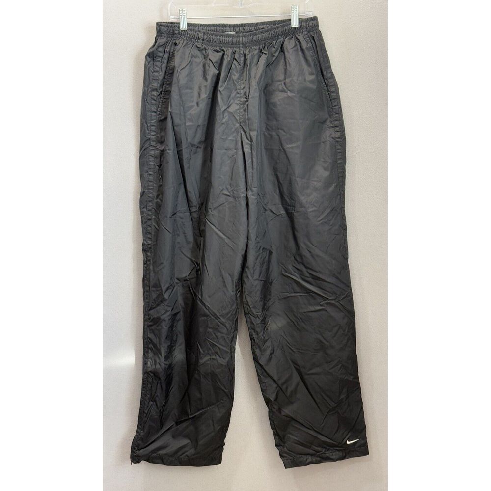 VINTAGE Nike Pants Size 2XL Black Nylon Baggy 90s Lightweight Ankle Zips Warm Up